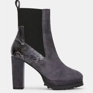 ALL SAINTS Sahara Snakeskin
Embossed Suede Bootie Size 40 US 10 Dark
Grey NEW